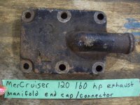 MerCruiser 120 160 hp exhaust manifold end cap/connector (image for) MerCruiser 120 160 hp exhaust manifold end cap/connector