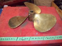 Propeller Prop 13X10 1" Bore RH 3 blade (image for) Propeller Prop 13X10 1" Bore RH 3 blade