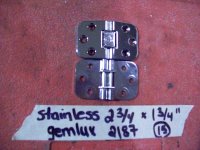 Gemlux Stainless Steel 180 Hinge 2 3/4 x 1 3/4 " 2187 (image for) Gemlux Stainless Steel 180 Hinge 2 3/4 x 1 3/4 " 2187
