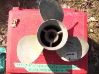Propeller Prop 14x19 RH 15 spline 3 Blade (image for) Propeller Prop 14x19 RH 15 spline 3 Blade