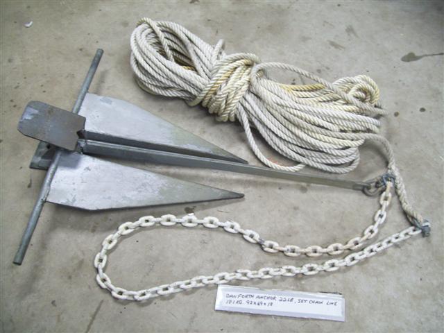 Genuine Danforth Anchor 22LB , 8 feet set chain , 180 feet line